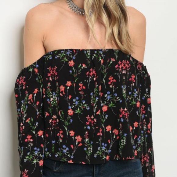 Floral print off shoulder top - Picture 2 of 6